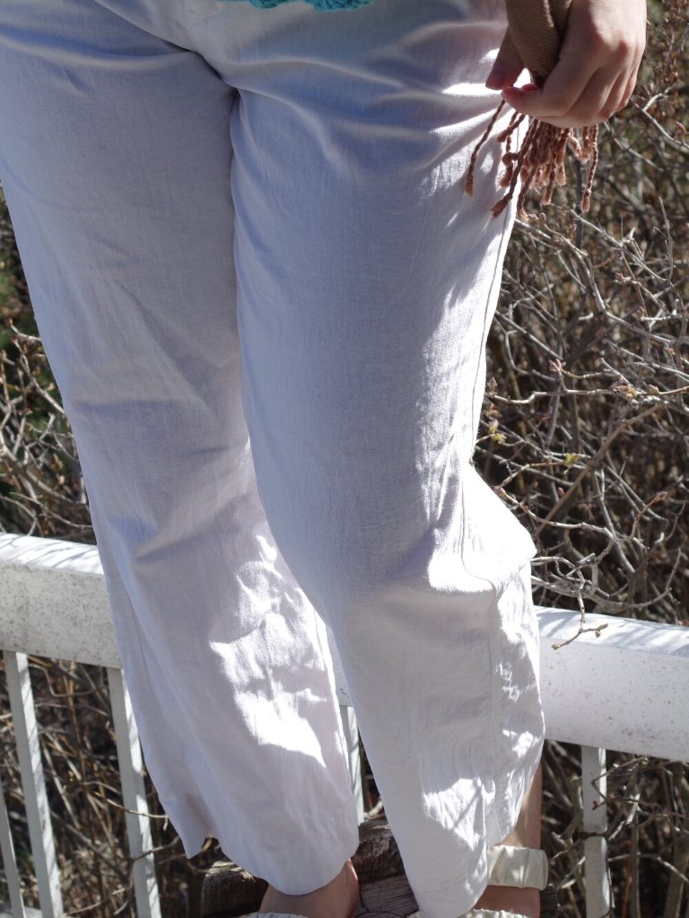 White Linen Blend Ladies Slacks